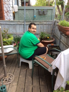 Steven planting my little porch.